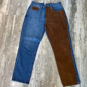 Frame Denim Two-Tone Blue and Brown Jeans